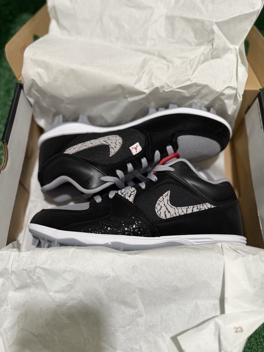 Nike Air Jordan Stadium 90 Low TD Black Cement Football HQ0210-060 Men’s Size 9